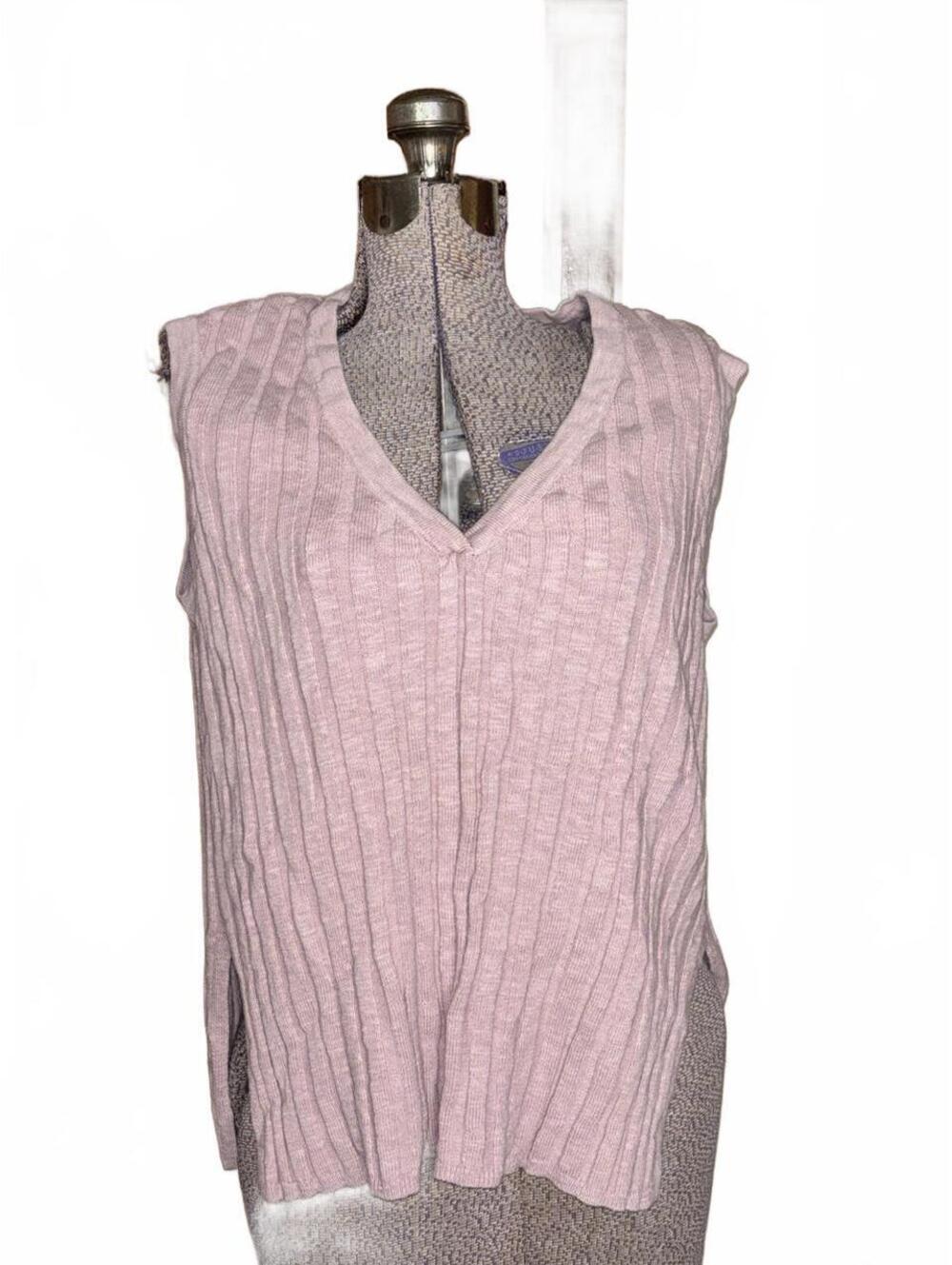 Free People Beach Linen Blend Veda Sweater Vest Ribbed V-Neck Sleeveless